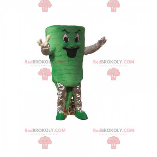 Green snowman mascot with a nasty look - Redbrokoly.com
