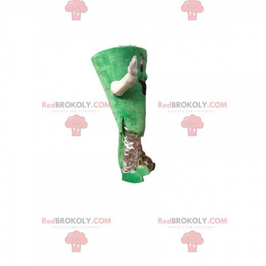 Mascote do boneco de neve verde com uma aparência desagradável