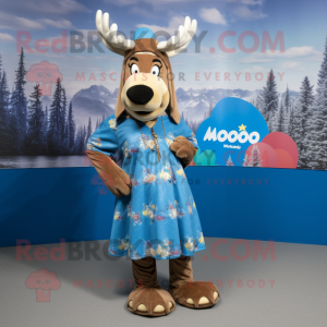 nan Moose mascot costume character dressed with a Wrap Dress and Beanies