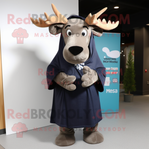 nan Moose mascot costume character dressed with a Wrap Dress and Beanies