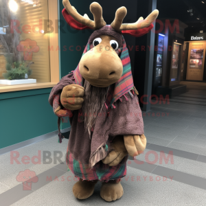 nan Moose mascot costume character dressed with a Wrap Dress and Beanies