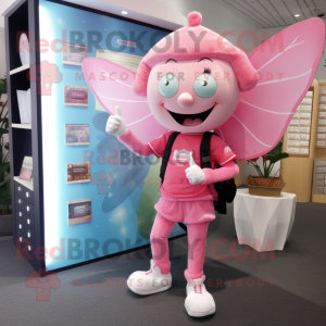 Pink Tooth Fairy mascot costume character dressed with a Shorts and Wallets