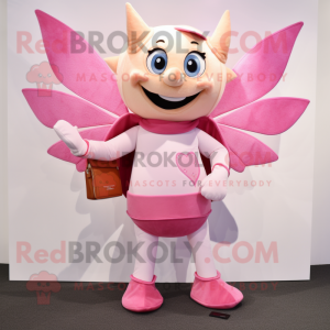 Pink Tooth Fairy mascot costume character dressed with a Shorts and Wallets