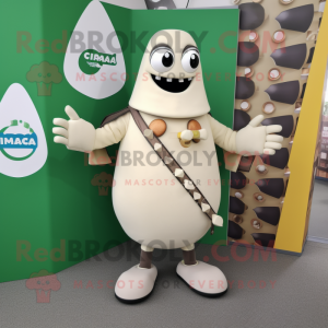 Cream Grenade mascot costume character dressed with a Coat and Anklets
