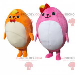 Plump duo mascotte giallo e rosa - Redbrokoly.com