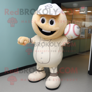 Cream Baseball Ball maskot...