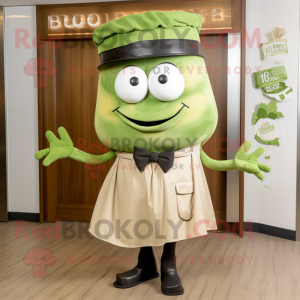 Olive Bbq Ribs mascot costume character dressed with a Culottes and Bow ties