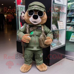 Forest Green Special Air Service mascot costume character dressed with a Bermuda Shorts and Wallets