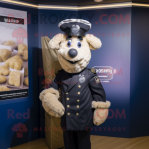 Navy Shepard'S Pie mascot costume character dressed with a Trousers and Wraps