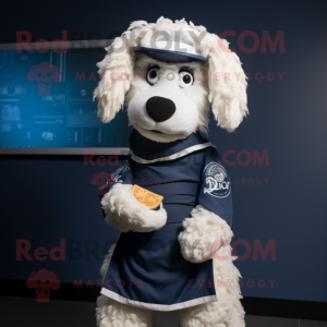 Navy Shepard'S Pie mascot costume character dressed with a Trousers and Wraps
