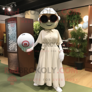 Brown Golf Ball mascot costume character dressed with a Wedding Dress and Reading glasses