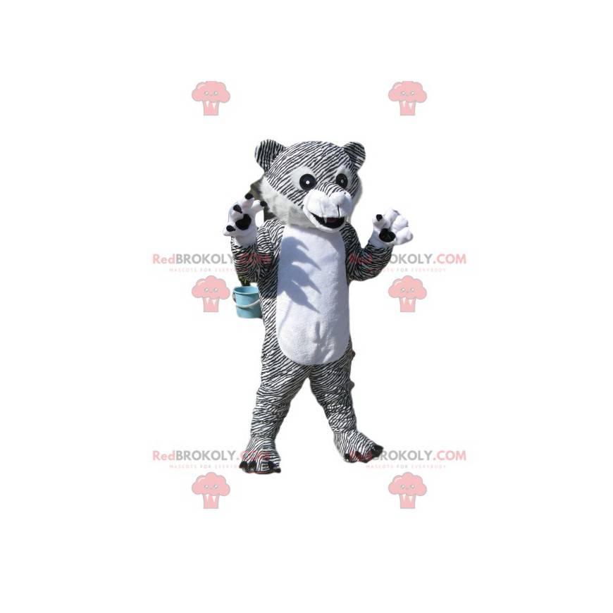 Witte en zwarte tijger mascotte. tijgerpak - Redbrokoly.com