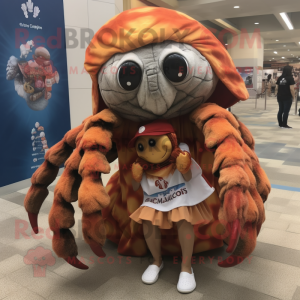 nan Hermit Crab mascot costume character dressed with a Graphic Tee and Hair clips