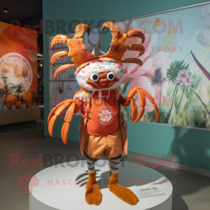 nan Hermit Crab mascot costume character dressed with a Graphic Tee and Hair clips