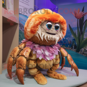 nan Hermit Crab mascot costume character dressed with a Graphic Tee and Hair clips