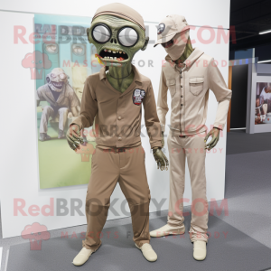 Tan Zombie mascotte kostuum...