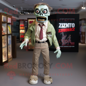 Tan Zombie maskot kostume...