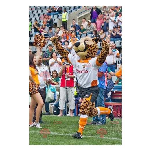 Leopard cheetah maskot i sportkläder - Redbrokoly.com