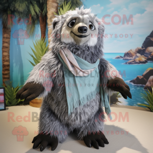 Silver Sloth Bear mascotte...