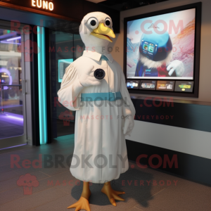 nan Seagull mascot costume character dressed with a Playsuit and Bracelet watches