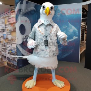 nan Seagull mascot costume character dressed with a Playsuit and Bracelet watches