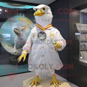 nan Seagull mascot costume character dressed with a Playsuit and Bracelet watches