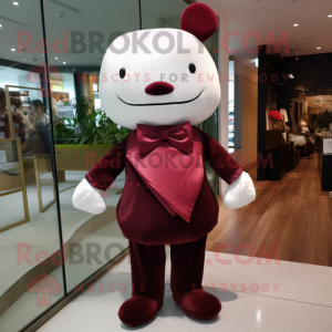 Maroon Dim Sum mascot costume character dressed with a Chinos and Bow ties