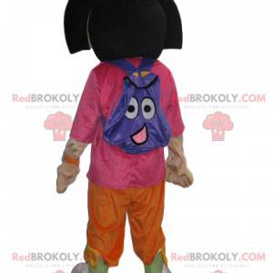 Dora Maskottchen mit ihrem lustigen lila Rucksack -