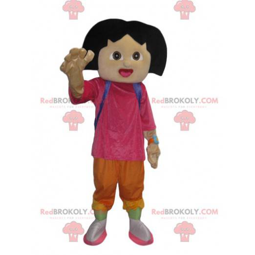 Mascote da Dora com sua mochila roxa engraçada - Redbrokoly.com