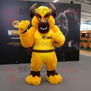 Geel Bison mascotte kostuum...