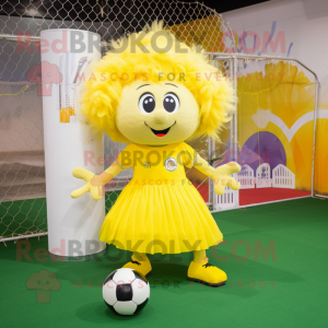 Geel voetbalgoal mascotte...