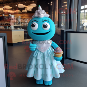 Cyan Cupcake maskot kostume...