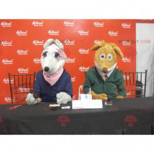 2 maskotar: en grå mus och en brun hund - Redbrokoly.com