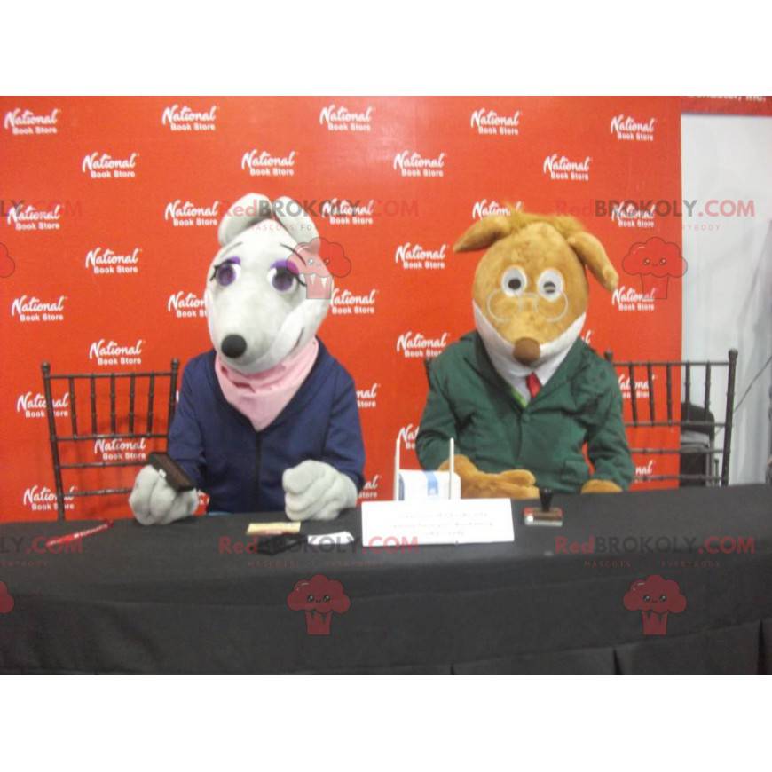 2 maskoti: šedá myš a hnědý pes - Redbrokoly.com