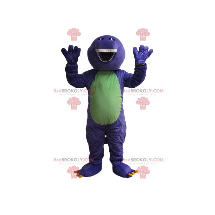 Lilla og grøn dinosaur maskot. Dinosaur kostume - Redbrokoly.com