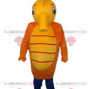 Mascote cavalo-marinho amarelo e laranja - Redbrokoly.com