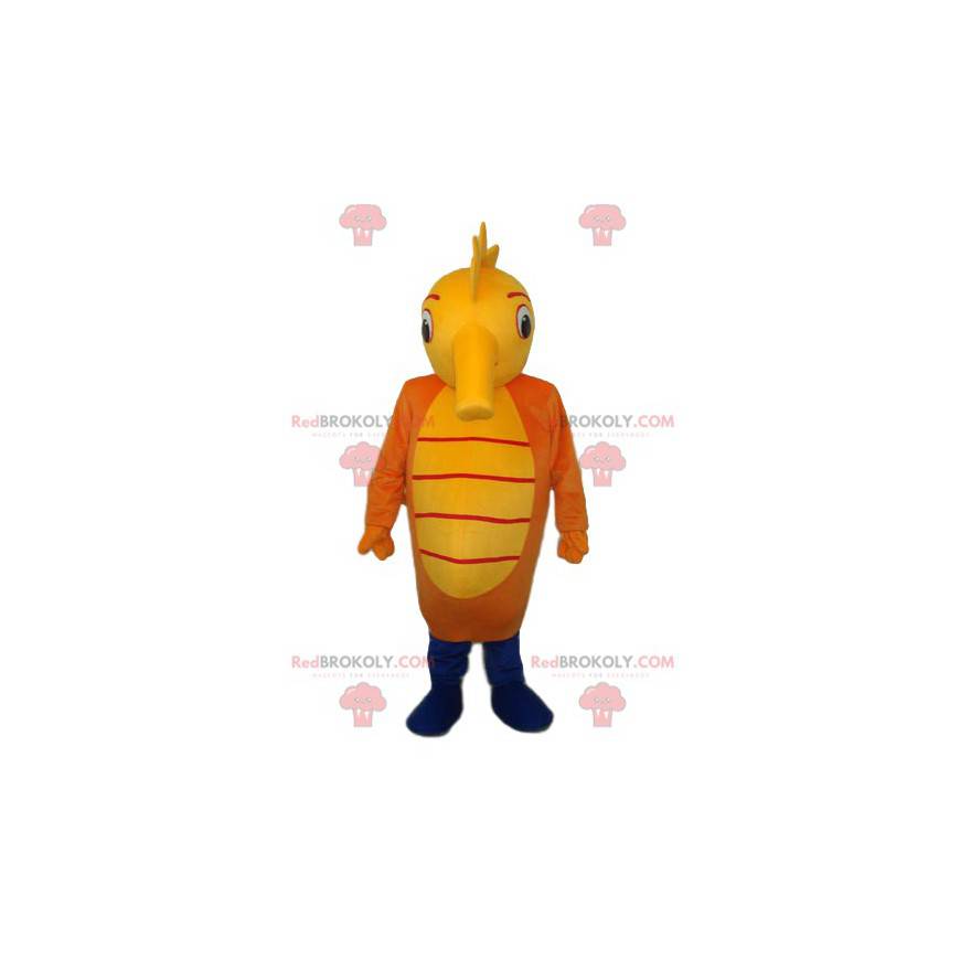 Mascote cavalo-marinho amarelo e laranja - Redbrokoly.com