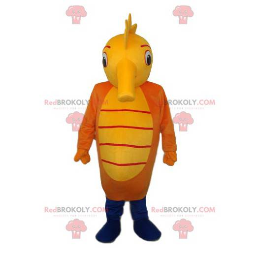Mascota de caballito de mar amarillo y naranja - Redbrokoly.com