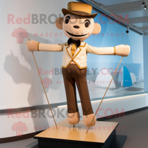 Tan Tightrope Walker mascot costume character dressed with a Leggings and Bow ties