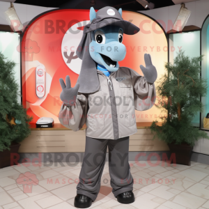 Grå hästsko maskot kostym...