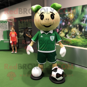 Forest Green Soccer Ball mascot costume character dressed with a Dress Shirt and Keychains