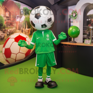 Forest Green Soccer Ball mascot costume character dressed with a Dress Shirt and Keychains