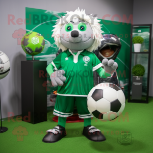Forest Green Soccer Ball mascot costume character dressed with a Dress Shirt and Keychains
