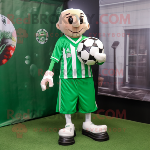 Forest Green Soccer Ball mascot costume character dressed with a Dress Shirt and Keychains