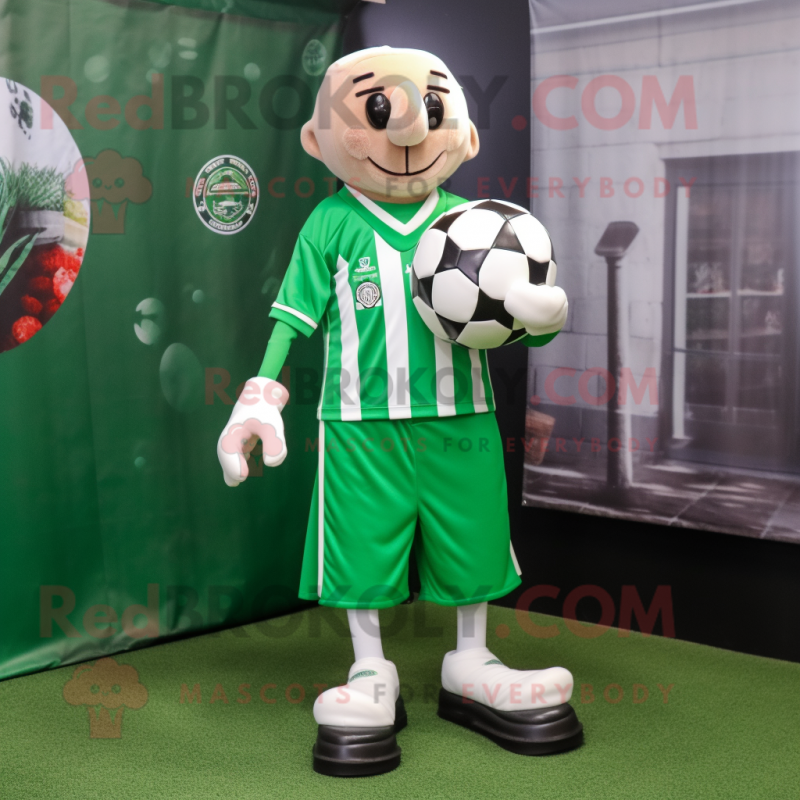 Forest Green Soccer Ball mascot costume character dressed with a Dress Shirt and Keychains