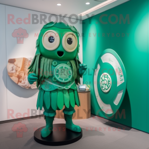 Grüne Maskottchenfigur mit...