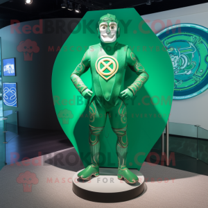 Grüne Maskottchenfigur mit...