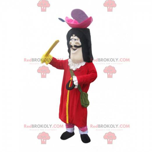 Mascotte de Capitaine Crochet avec une grande veste rouge -