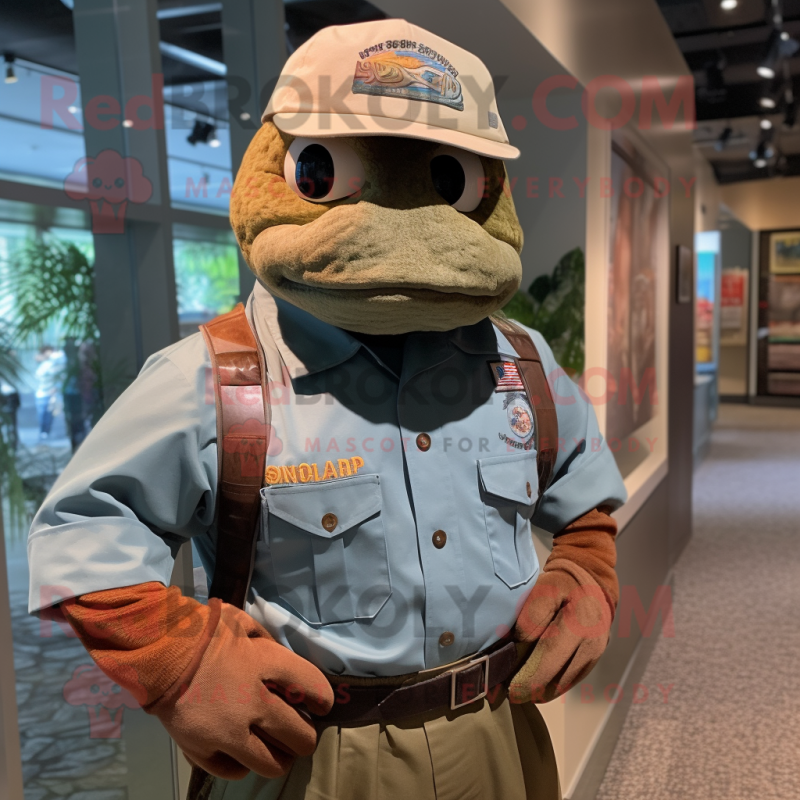 Rust Marine Recon mascot costume character dressed with a Poplin Shirt and Headbands Rust Marine Recon mascot costume character dressed with a Poplin Shirt and Headbands