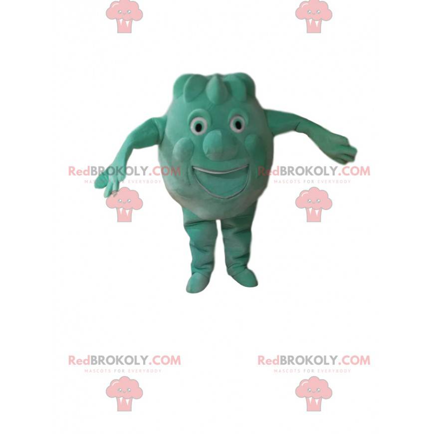 Mascotte de petit monstre vert rond et rigolo - Redbrokoly.com